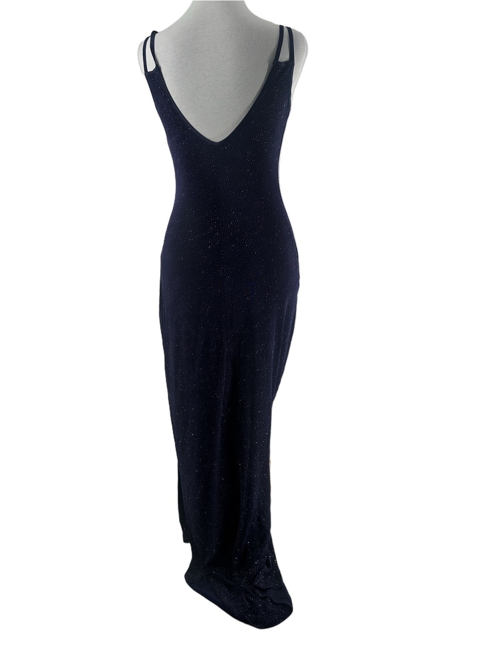 Night Scene California vintage maxi dress blue sparkle slinky y2k whimsy sz M - Picture 6 of 11